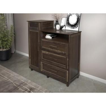 Imagem de Cômoda Sapateira com Espelho 1 Porta 3 Gavetas e Porta Jóias Cuiabá Imbuia Natural
