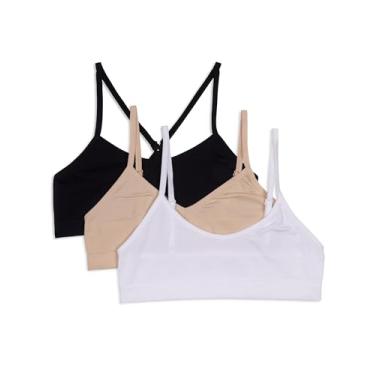 Imagem de Maidenform Pacote com 3 sutiãs para iniciantes sem costura para meninas (crianças pequenas), Nude/Branco/Preto, GG