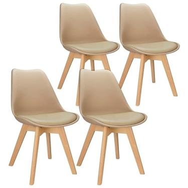Imagem de Cadeira Charles Eames Leda Design Wood Estofada Base Madeira - Variação (4, nude, medio)