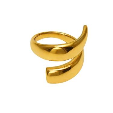 Imagem de Loqimu Anéis minimalistas torcidos tamanho 7 ouro aço inoxidável midi empilháveis anel de dedo indicador anel grosso para mulheres adolescentes meninas joias, Metal não precioso, Sem pedra preciosa