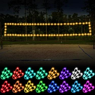 Imagem de Rede de luz de badminton de voleibol, corda de luzes de 4,8 m com controle remoto, 16 cores, 4 modos, luz LED para jogos de vôlei no quintal e badminton ao ar livre à noite (rede não incluída)
