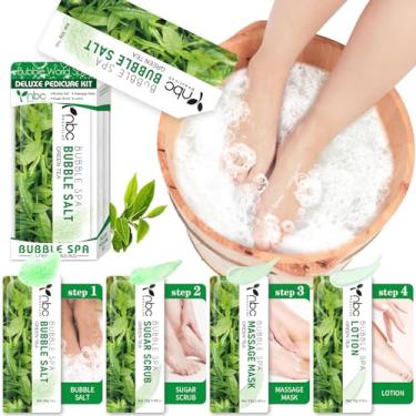 Imagem de nbc BeautiLab Kit de pedicure Conjunto de imersão para os pés: sal bolha, esfoliante de açúcar, máscara de massagem, loção de massagem em uma caixa, kit de spa de 4 degraus para pés secos, calos e pés