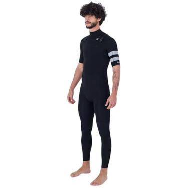 Imagem de Hurley, Long John Hurley Advantage Plus 2/2mm Manga Curta Chest Zip Black Grey Cor:Preto;Tamanho:M