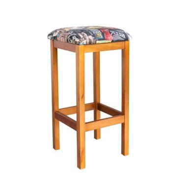 Imagem de Banqueta Alta com Estofado Sem Encosto Preta (Cerejeira)