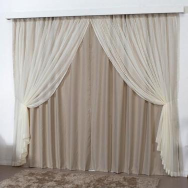 Imagem de Cortina sala quarto blackout voal trilho suisso 3m avelã