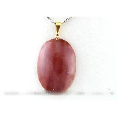 Imagem de Colar Cabochão Aragonita Vermelha Pedra Natural Pino Dourado