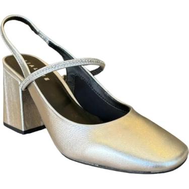Imagem de Scarpin Slingback Lia Line Couro Strass