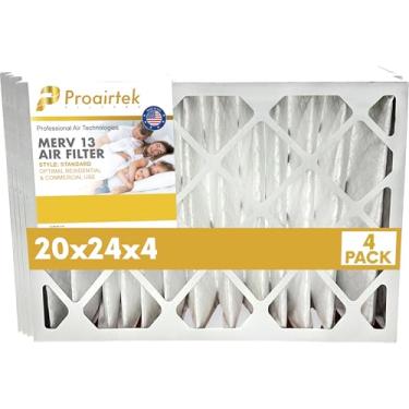 Imagem de Proairtek AF20244M13SWH modelo 20 x 24 x 4 pacote com 4 filtros de ar, MERV 13; ideal para quem deseja ar limpo e fresco em sua casa; oferece fluxo de ar e eficiência aprimorados; filtragem de alto