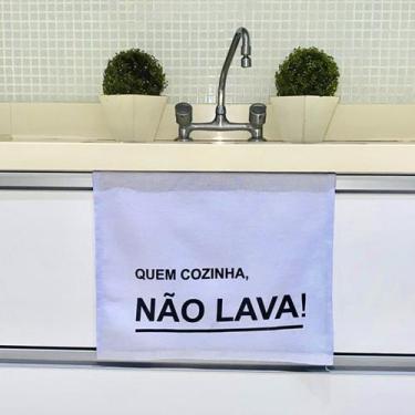 Imagem de Pano De Prato Algodão Premium - Quem Cozinha, Não Lava! - Pano E Prato