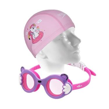 Imagem de Kit Natação Speedo Óculos Baloo + Touca Fun Tecido 2 a 4 anos (Rosa + touca fun)