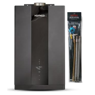 Imagem de Aquecdor De áGua A Gás Komeco Ko 16 Bk Home Preto 16 Litros Digital Bivolt Gás Glp Com Kit Ligação 40 CM