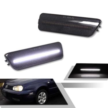 Imagem de GTINTHEBOX Lente fumê para-choque frontal branco LED luz marcador lateral compatível com Volkswagen MK4 Golf GTI R32 Rabbit Jetta 1999-2005, substitui lâmpadas de marcação lateral OEM