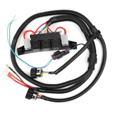 Imagem de BHB Kit de chicote de fiação de controle de ventilador elétrico de velocidade dupla compatível com Chevy Silverado Suburban Tahoe Avalanche Cadillac Escalade GMC Yukon Sierra substituição de chicote