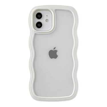 Imagem de Caseative Capa para iPhone 12, linda capa de celular macia à prova de choque em forma de moldura ondulada (branca)