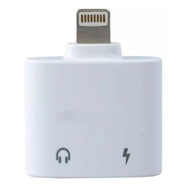 Imagem de Adaptador Duplo Lightning P2 Fone Carregador Para Celular - S/M