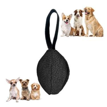 Imagem de Futebol de Rugby para Cães Com Alças, Bola Interativa de Cabo de Guerra, Bola de Futebol para Cães Pequenos e Médios Internos (BLACK)