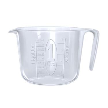 Imagem de Copo Dosador Medidor 1 Litro Jarra C/Alça Plástico Graduado (Transparente)