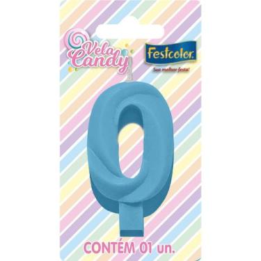 Imagem de Vela Candy Azul - 01 Unidade  Festcolor