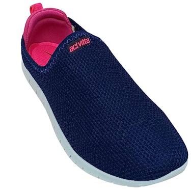 Imagem de Tênis Actvitta Feminino Slip On Lycra Viena Sem Cadarços (Marinho/Pink, br_footwear_size_system, adult, numeric, numeric_38)