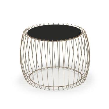 Imagem de Mesa de Centro Creta 57 cm (LARG) com Tampo de Vidro Preto Base Aco Co