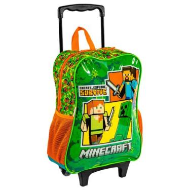 Imagem de Mochila De Rodinha Escolar Infantil Menino Minecraft Creeper Sestini, 