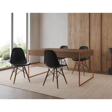 Imagem de Conjunto Industrial Filadelfia 137x90 Ferro Cobre Tampo Amendoa 4 Cade