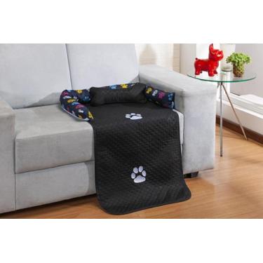 Imagem de Protetor de Sofá Pet 2 Peças Tamanho M - Cortinas Ibitinga, Preto Pati