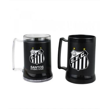 Imagem de Jogo 2 Canecas Gel Isolante Térmico Time Santos 400 ml - taimes
