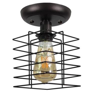 Imagem de Plafon Aramado Boxy preto Sala Quarto cozinha banheiro - CM GLASS - CL