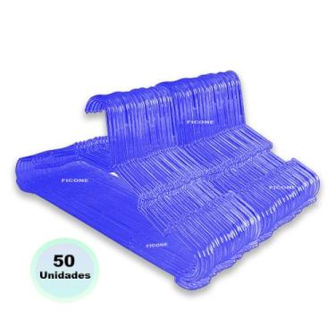 Imagem de Cabide Infantil Criança Pequeno Acrílico Cristal Azul Kit 50 Peças - F