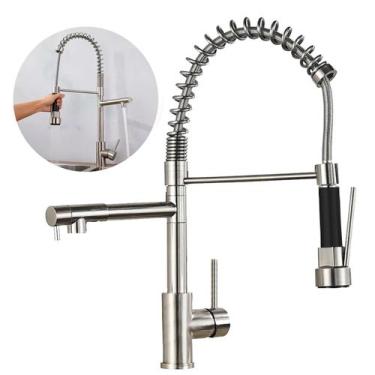Imagem de Torneira Gourmet De Cozinha Monocomando Inox Escovado Luxo - Brinovar,