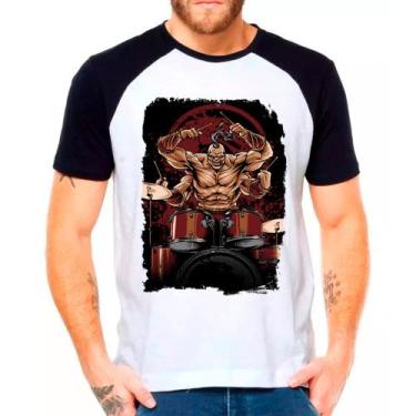 Imagem de Camiseta Masculina Raglan Branca Goro Bateria Mortal Kombat - DESIGN C