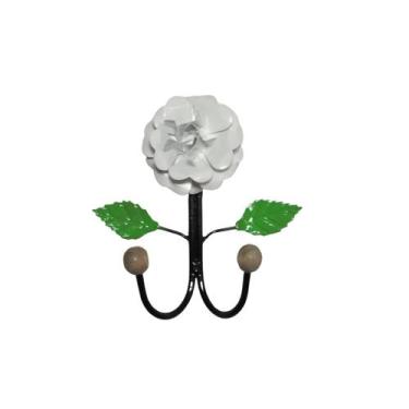 Imagem de Cabide 2 Ganchos Suporte Em Ferro Detalhes Flor De Ferro - D'Cor & Art