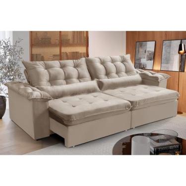 Imagem de Sofá 4 Lugares LISBOA 2,90 Metros BEGE Retrátil Reclinável com molas e