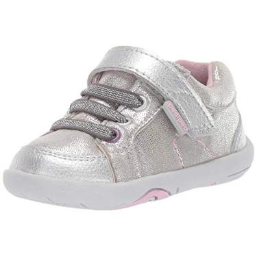 Imagem de pediped Tênis feminino Dani First Walker prata cintilante, Prata, 7 Toddler