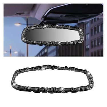 Imagem de Capa para espelho retrovisor elástico, protetor de espelho retrovisor automático de strass de cristal para carro, van, SUV, acessórios decorativos de interiores de carro para mulheres e meninas