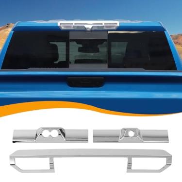 Imagem de Hoolcar Third Brake Light Cover High Mount 3rd Blake Stop Reverse Cargo Light Cover Trim Acessórios Exteriores Apto para Chevrolet Silverado Sierra GMC 2022-2024, Cromado