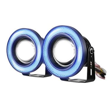 Imagem de ESUPPORT 2 peças de 7,6 cm 12 V 30 W COB LED projetor de luz de neblina carro azul anjo olhos anel de halo DRL lâmpada farol lâmpadas de condução