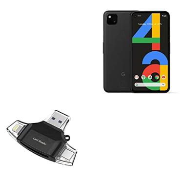 Imagem de Smart Gadget para Google Pixel 4a 5G (Smart Gadget da BoxWave) – Leitor de cartão SD AllReader, leitor de cartão microSD SD compacto USB para Google Pixel 4a 5G – Preto