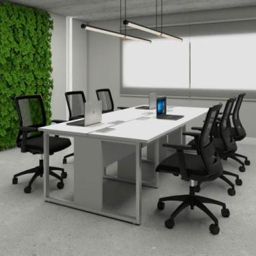 Imagem de Plataforma de Trabalho 6 Pessoas 360cm x 120cm Pé Metal F5 - F5 Office
