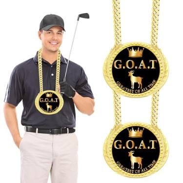 Imagem de Tkifoda 2 peças de medalha de corrente jumbo maior de todos os tempos, prêmio de troféu de cabra de 15 cm, corrente campeã de cabra grande, medalhas de futebol de cabra, presentes de prêmios