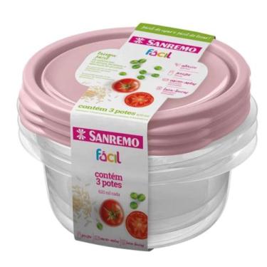 Imagem de Conjunto 3 Potes Sanremo Vasilhas de plástico com Tampa 620ml