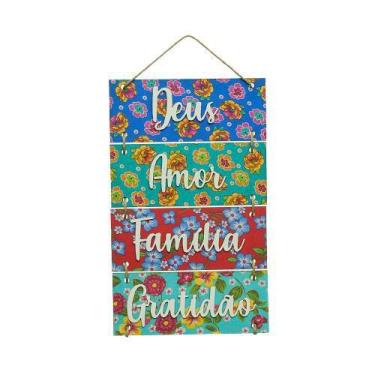Imagem de Placa Decorativa Deus Amor Família Gratidão - Wersen  Artesanatos Ltda