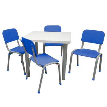 Imagem de Conjunto de Mesa e 4 Cadeiras Infantis Reforçadas Lg Flex Azul