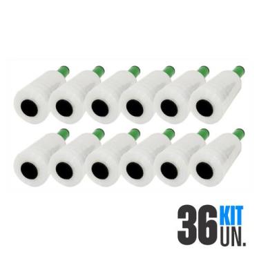 Imagem de 36x Rolo Filme Plástico Stretch 10cm x 120m Com Cabo Aplicador Giratór