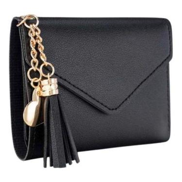 Imagem de Carteira Feminina Pequena Slim Porta Cartao Couro Luxo Moda - Tem Tudo