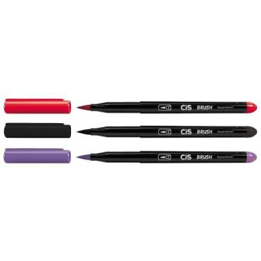 Imagem de Kit 03 Caneta Pincel Marcador CIS Brush Pen Escolha a Cor