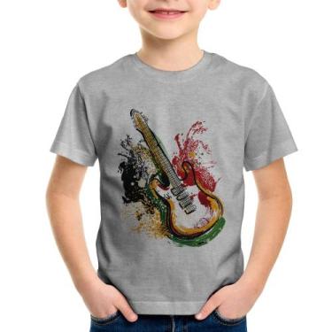 Imagem de Camiseta Infantil Guitarra Reggae - Foca na Moda, Cinza, 14