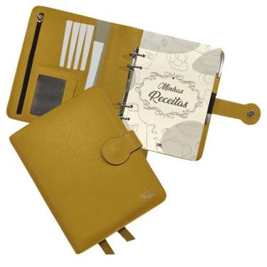 Imagem de Agenda Minhas Receitas Couro 168-R Personalizada Raffai Couros, Açafrã