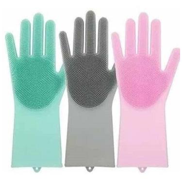 Imagem de Luva Silicone Para Lavar Louças Cozinha Prato cores sortidas - ZEM